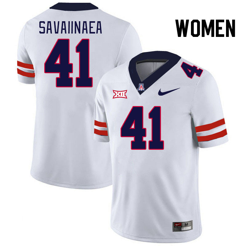 Women #41 Julian Savaiinaea Arizona Wildcats Big 12 Conference College Football Jerseys Stitched-Whi